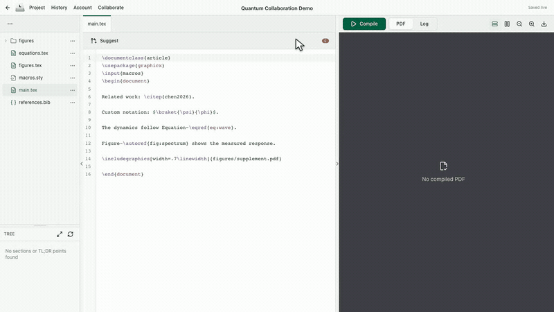 Hover previews for citations, formulas, and project graphics