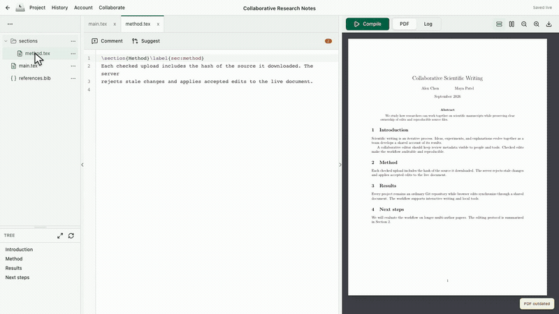 Reviewing inline comments and character-level authorship